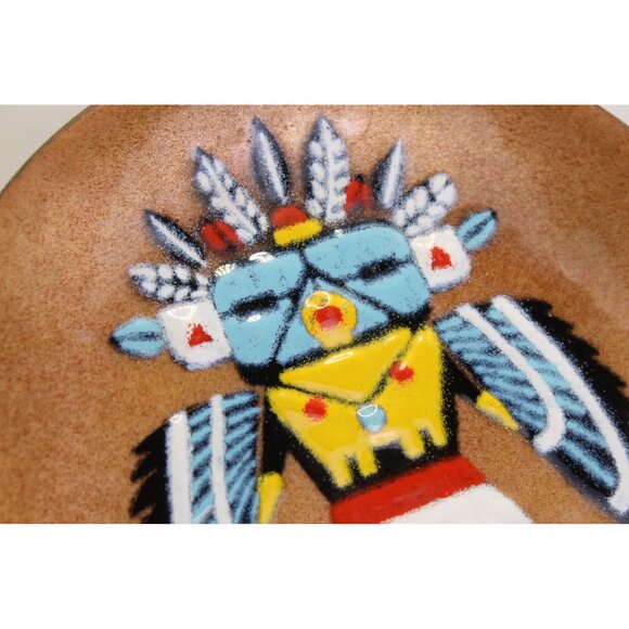 Annemarie Davidson Enamel On Copper Kachina Plate Handmade Art Decorative Collec - Picture 6 of 10